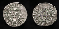 ERIK AV POMMERN (1396-1439). STOCKHOLM. Örtug med trekronorssköld på litet kors)(uncialt E på litet kors.