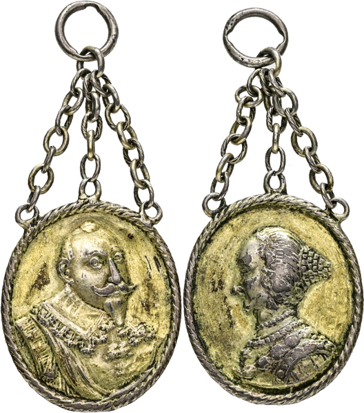 GUSTAV II ADOLF (1611-1632) Minnesmedalj över kungaparet.