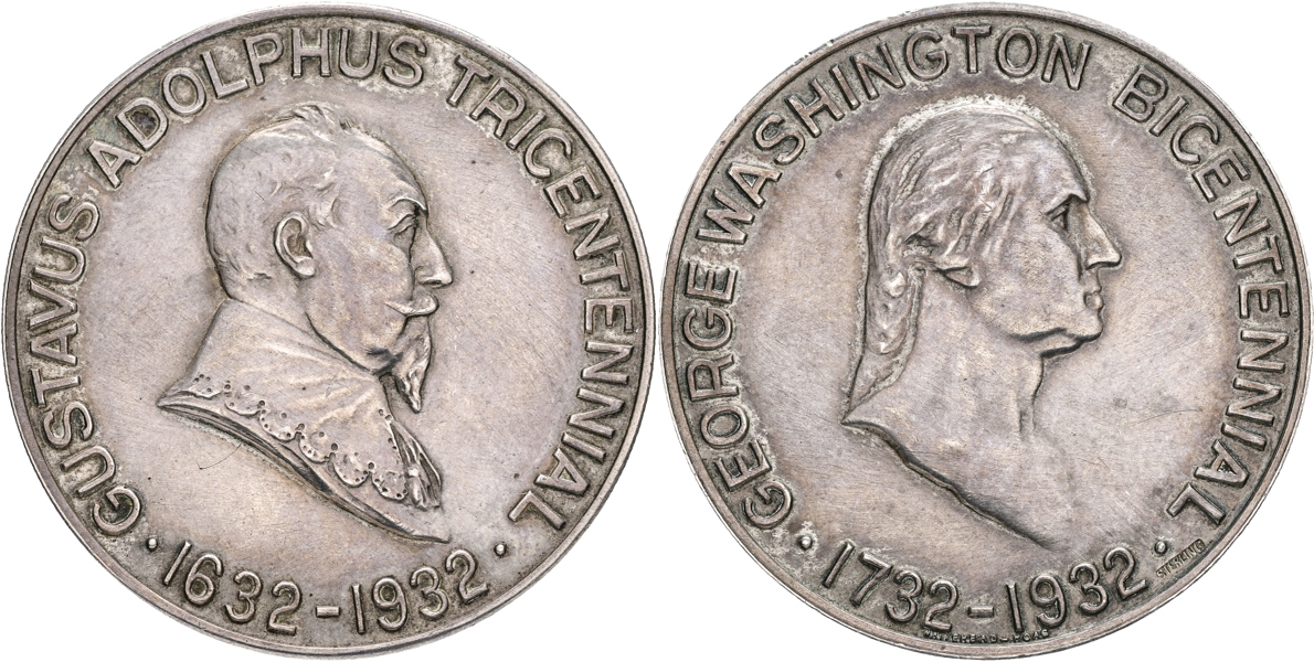 GUSTAV II ADOLF (1611-1632) 200-årsminnet av George Washingtons födelse och 300-årsminnet av Gustav II Adolfs död. 