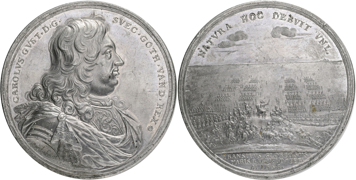 KARL X GUSTAV (1654-1660) Till minne av tåget över Stora Bält 1658. 