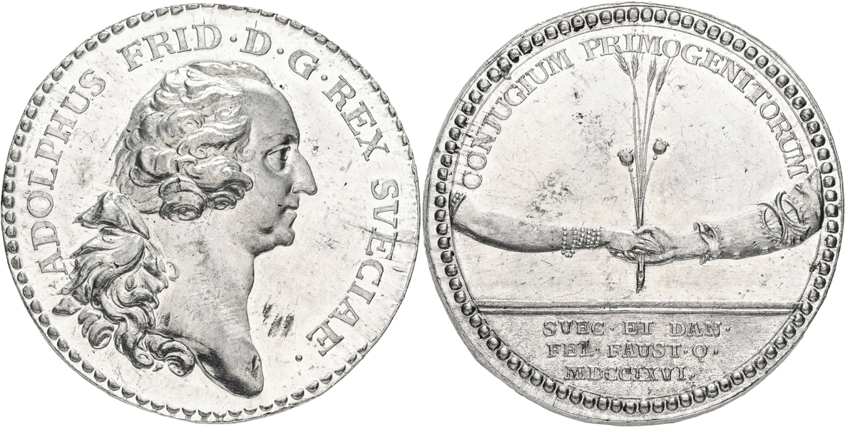 ADOLF FREDRIK (1751-1771) Kronprins Gustavs (Gustav III) giftermål 1766.