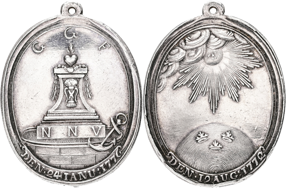 GUSTAV III (1771-1792) Ordenssällskapet Augustibrödernas minnespenning.