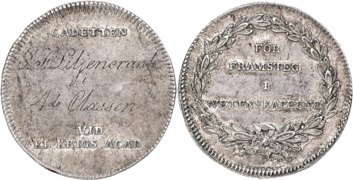 GUSTAV IV ADOLF (1792-1809) Kungl. Krigsakademiens på Karlberg belöningsmedalj för kadetter.