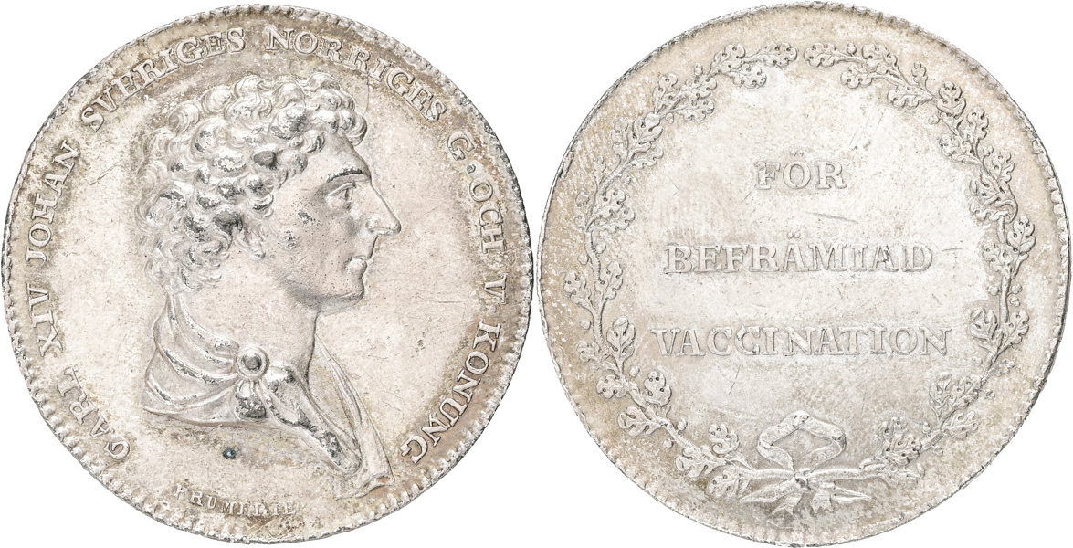 KARL XIV JOHAN (1818-1844) Kungl. Sundhetskollegiums medalj för befrämjad vaccination.