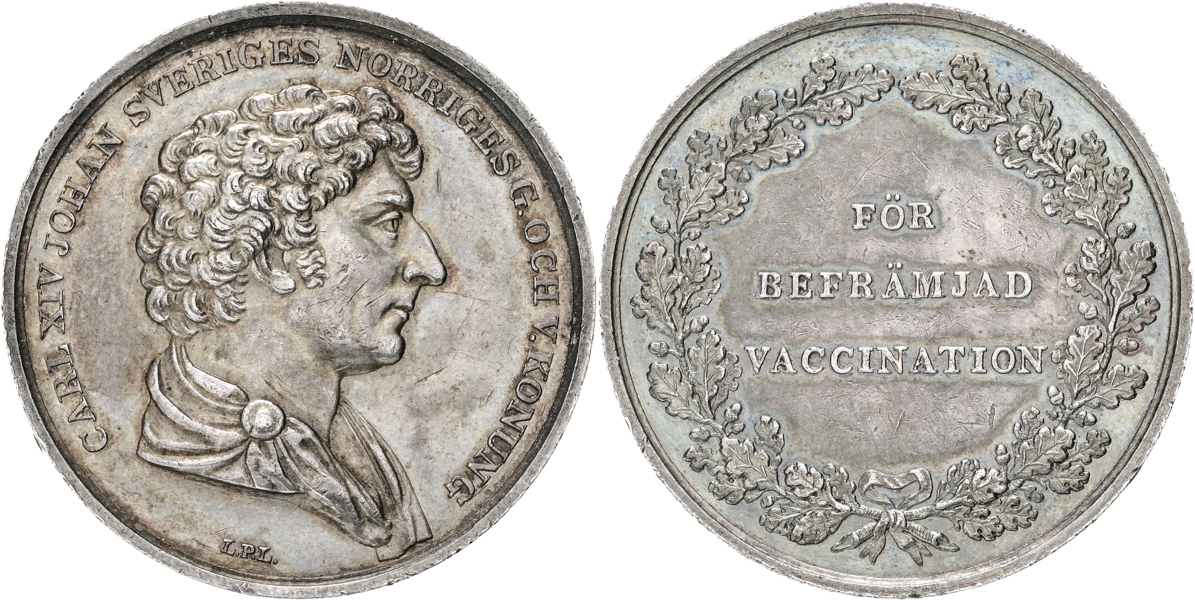 KARL XIV JOHAN (1818-1844) Kungl. Sundhetskollegiums medalj för befrämjad vaccination.