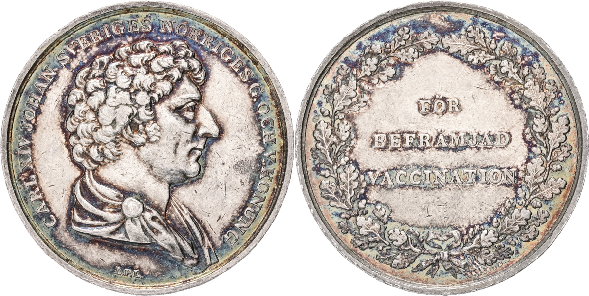 KARL XIV JOHAN (1818-1844) Kungl. Sundhetskollegiums medalj för befrämjad vaccination.