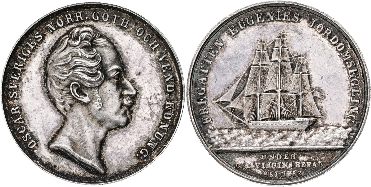 OSKAR I (1844-1859) Minnesmedalj till de som deltog i fregatten Eugenies världsomsegling 1851-53