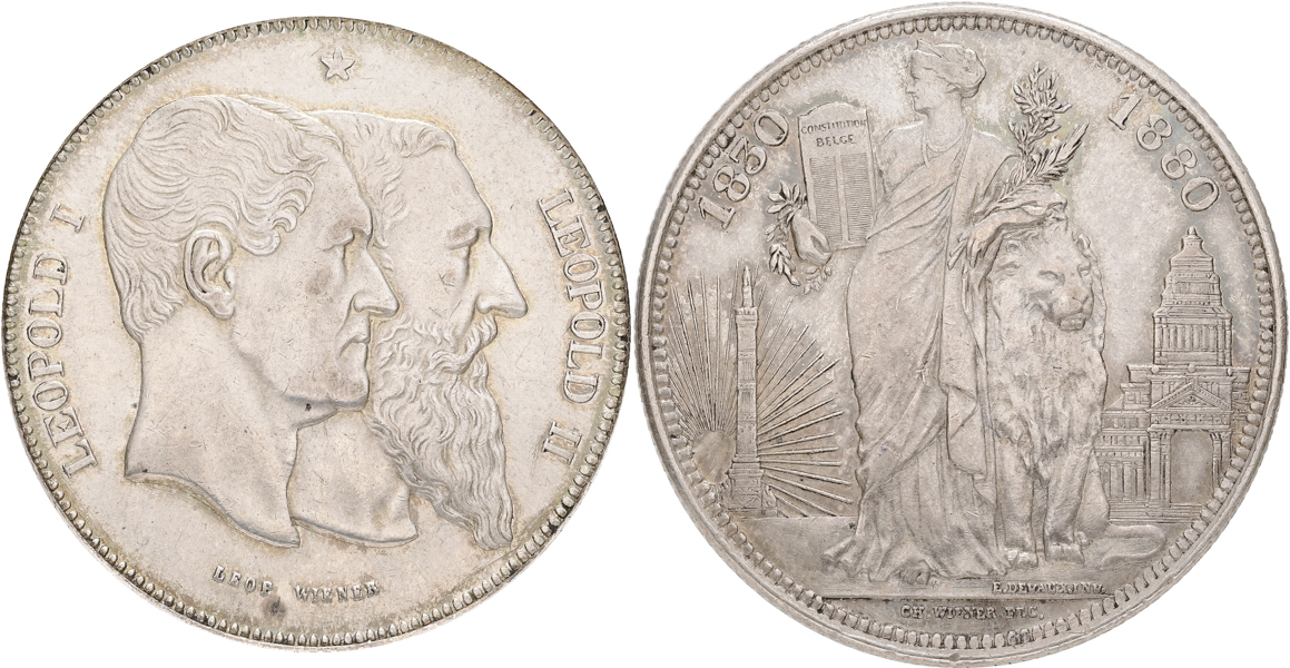 BELGIEN / BELGIUM. 5 francs 1880.
