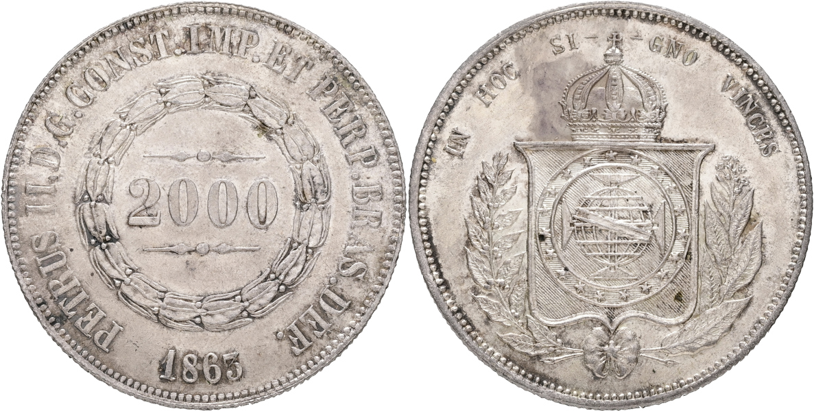 BRASILIEN / BRAZIL. 2000 reis 1863.