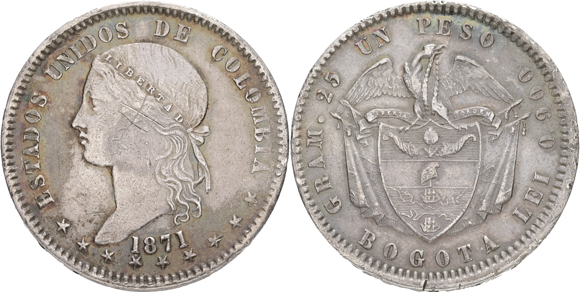 COLOMBIA. Peso 1871.