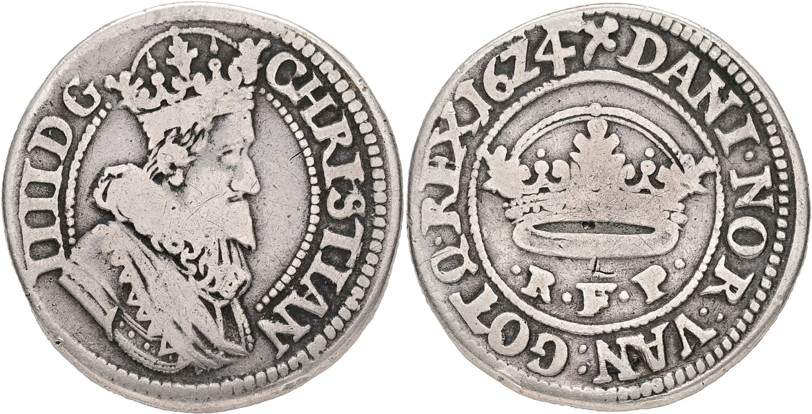 DANMARK / DENMARK. 1/2 krone 1624.