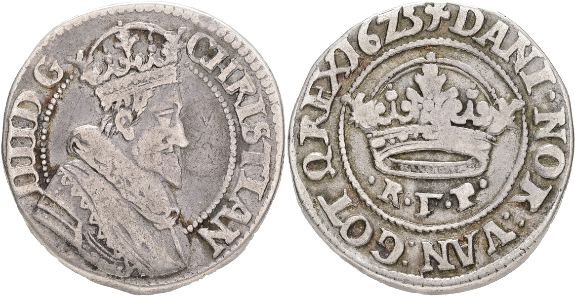 DANMARK / DENMARK. 1/2 krone 1625.