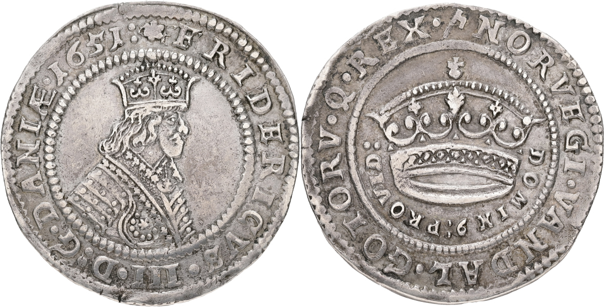 DANMARK / DENMARK. Krone 1651.