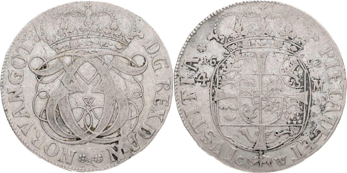 DANMARK / DENMARK. Krone 1692.