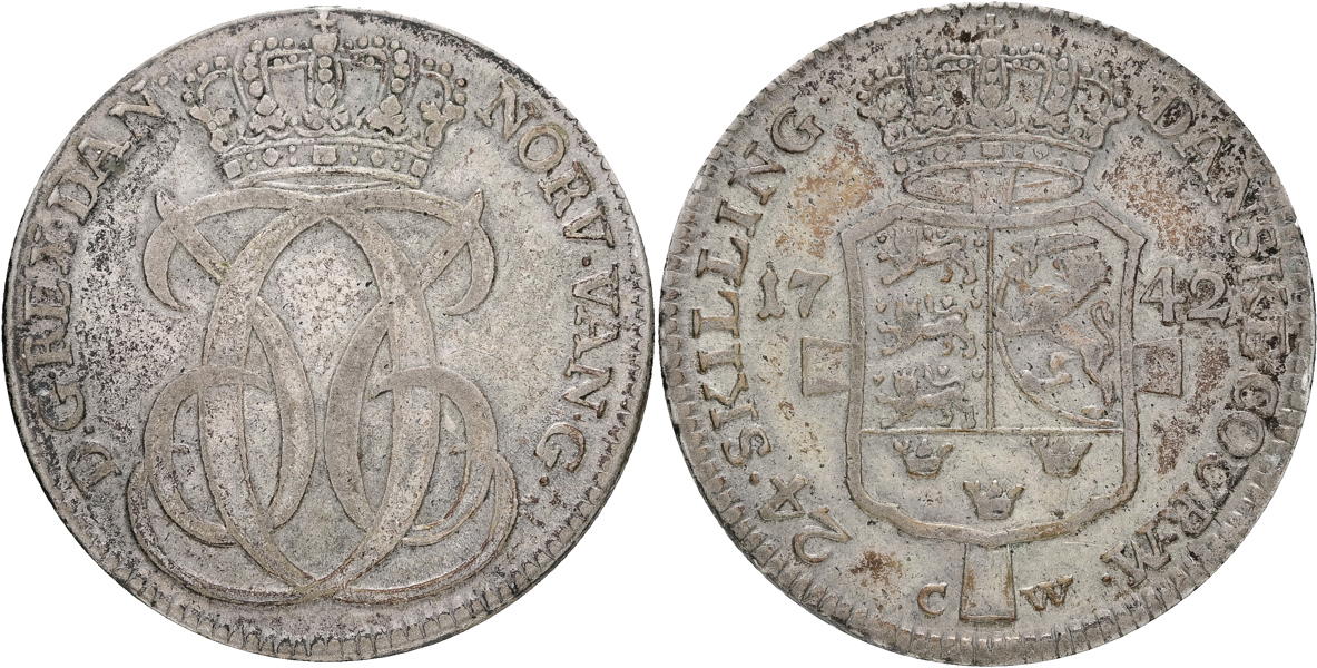 DANMARK / DENMARK. 24 skilling 1742.