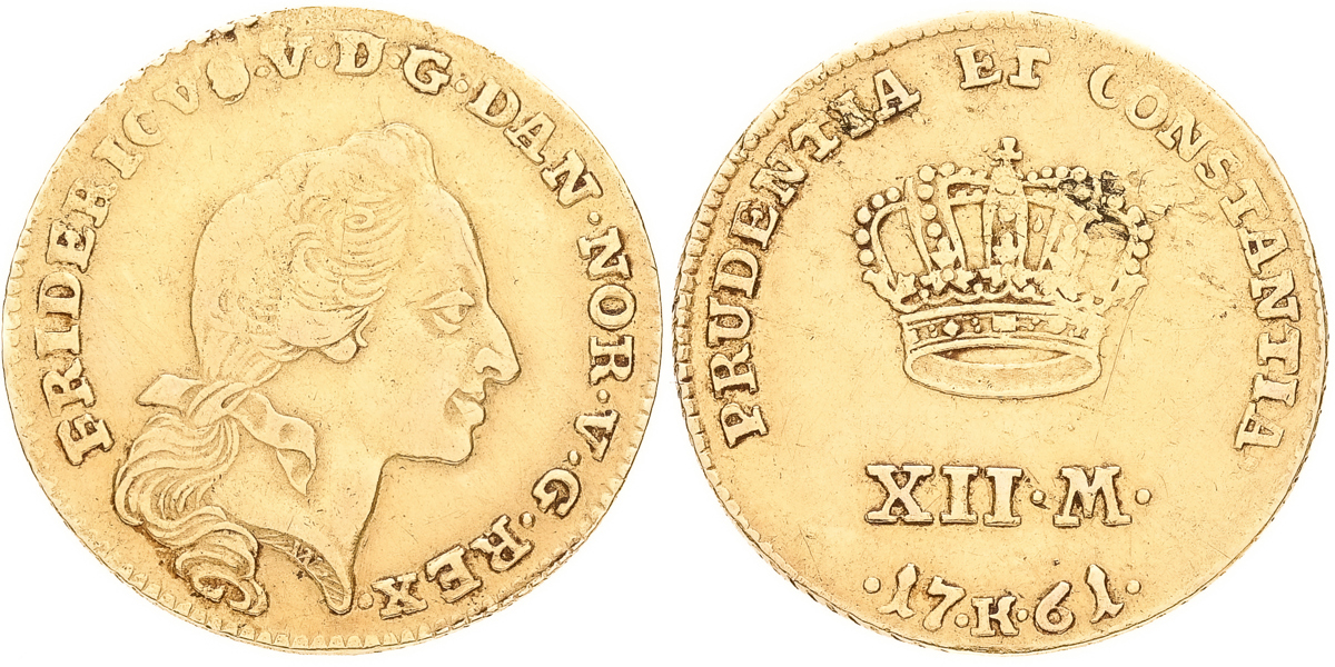 DANMARK / DENMARK. 12 mark 1761.