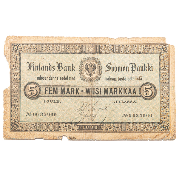 FINLAND. 5 markkaa 1886.
