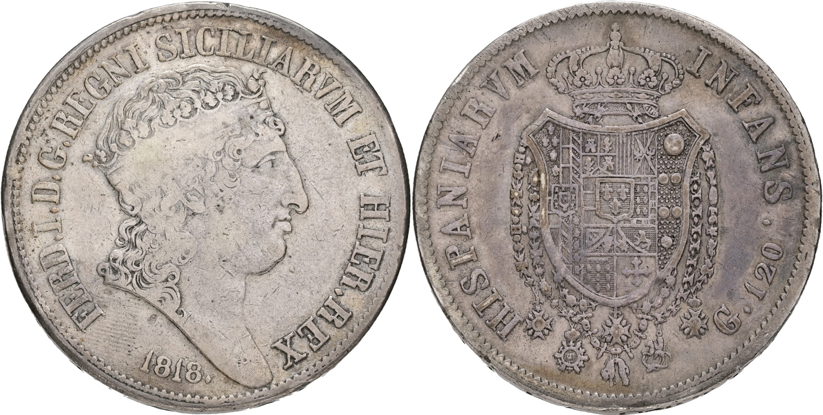 ITALIEN / ITALY. Neapel och Sicilien. Piastra 1818.