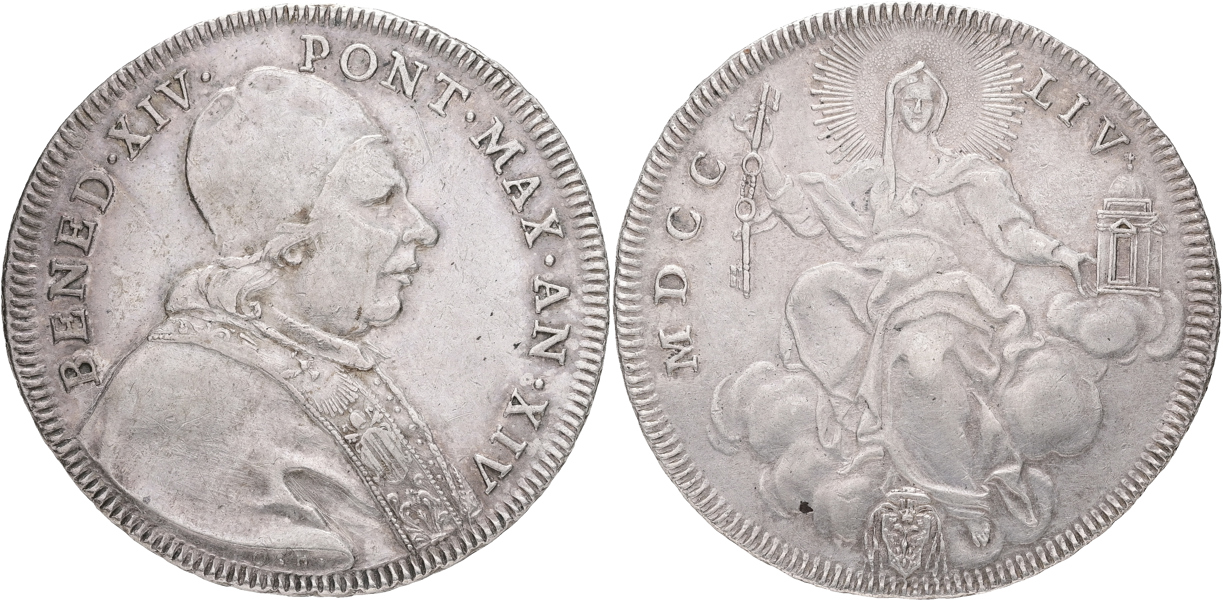 ITALIEN / ITALY. Vatikanstaten. 1/2 scudo 1754.