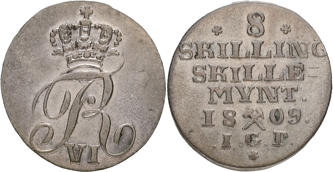 NORGE / NORWAY. 8 skilling 1809.