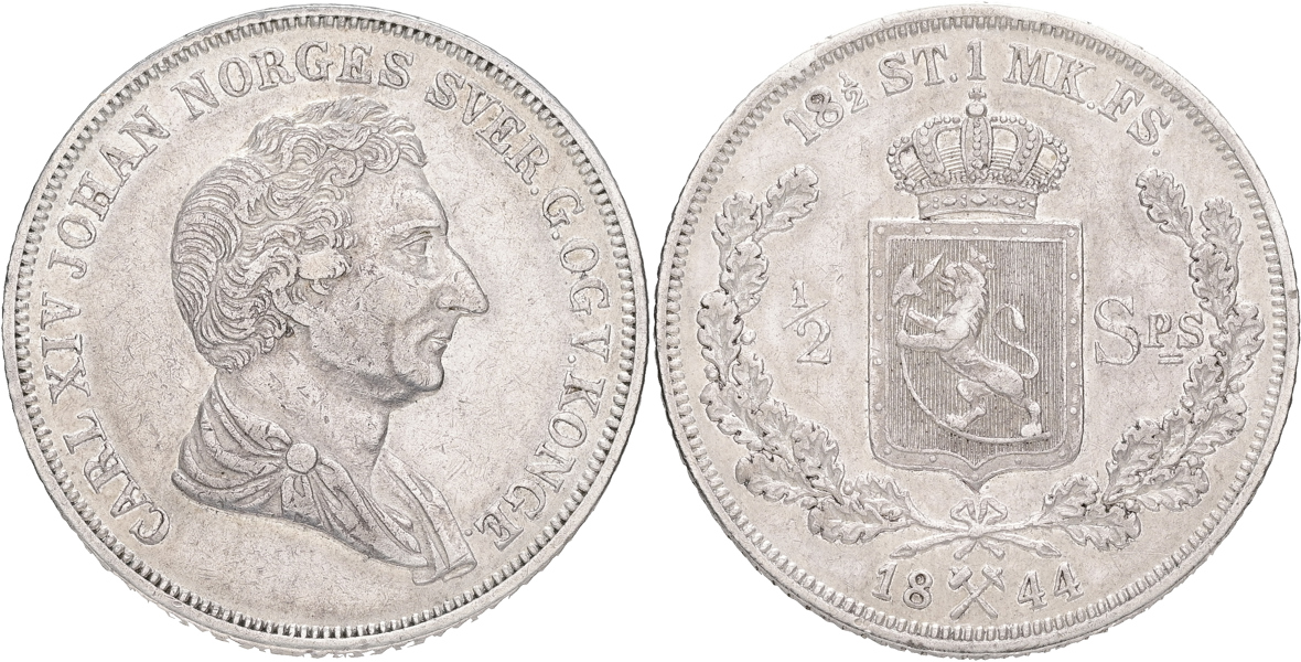 NORGE / NORWAY. 1/2 peciedaler 1844.