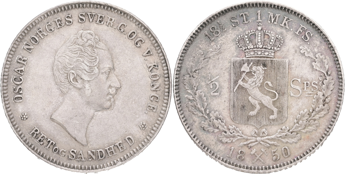 NORGE / NORWAY. 1/2 speciedaler 1850.