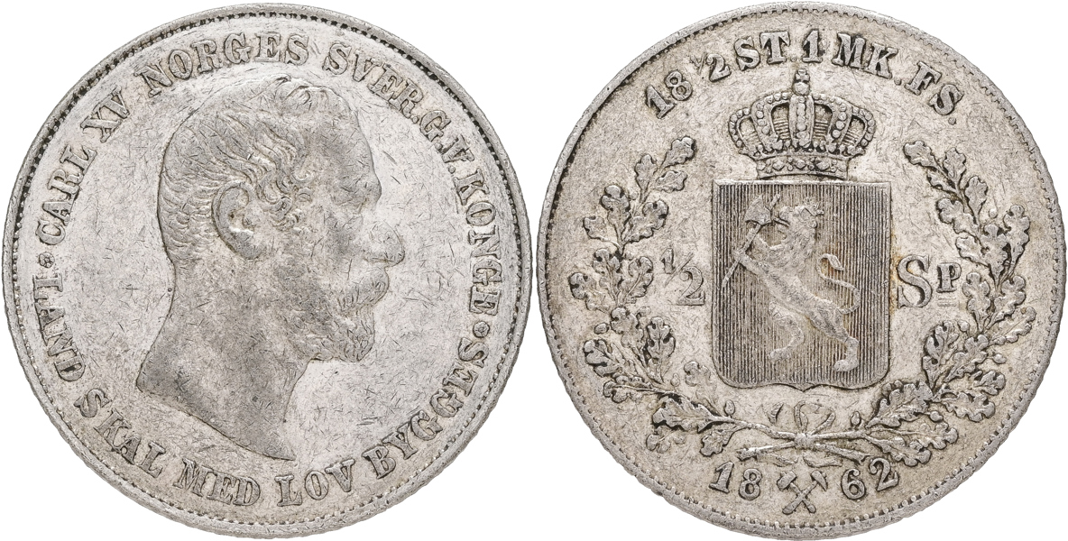 NORGE / NORWAY. 1/2 speciedaler 1862.