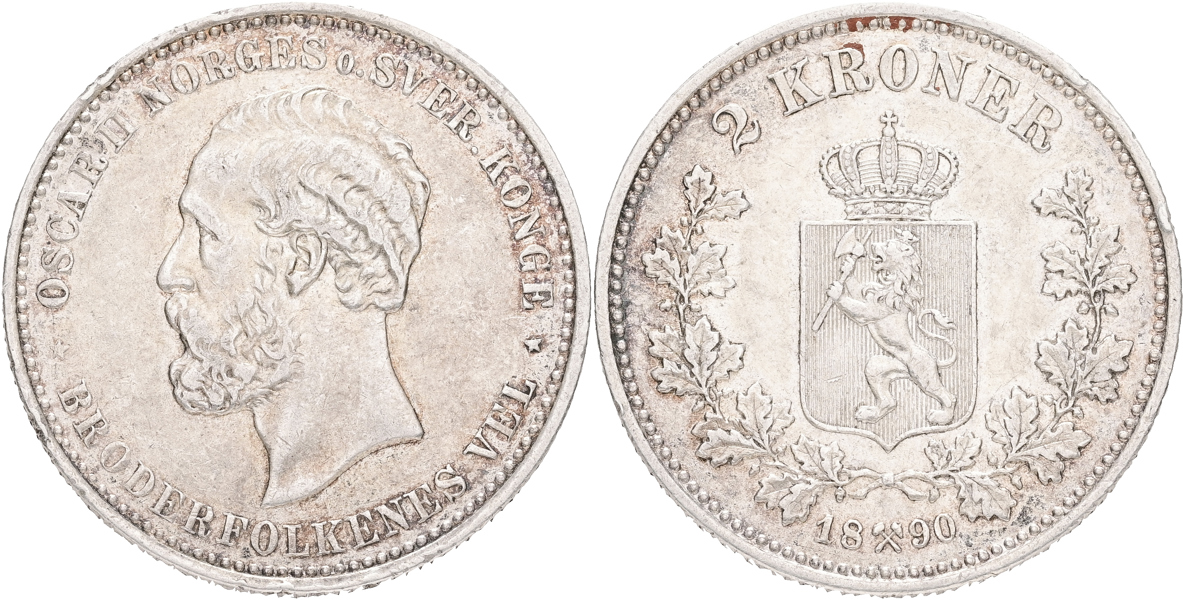 NORGE / NORWAY. 2 kroner 1890.