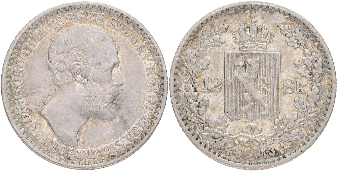 NORGE / NORWAY. 12 skilling 1873.