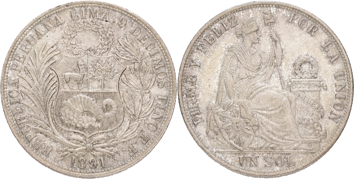 PERU. Sol 1891.