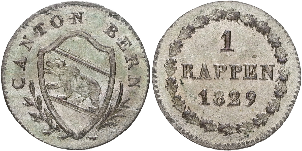 SCHWEIZ / SWITZERLAND. Bern. Rappen 1829.
