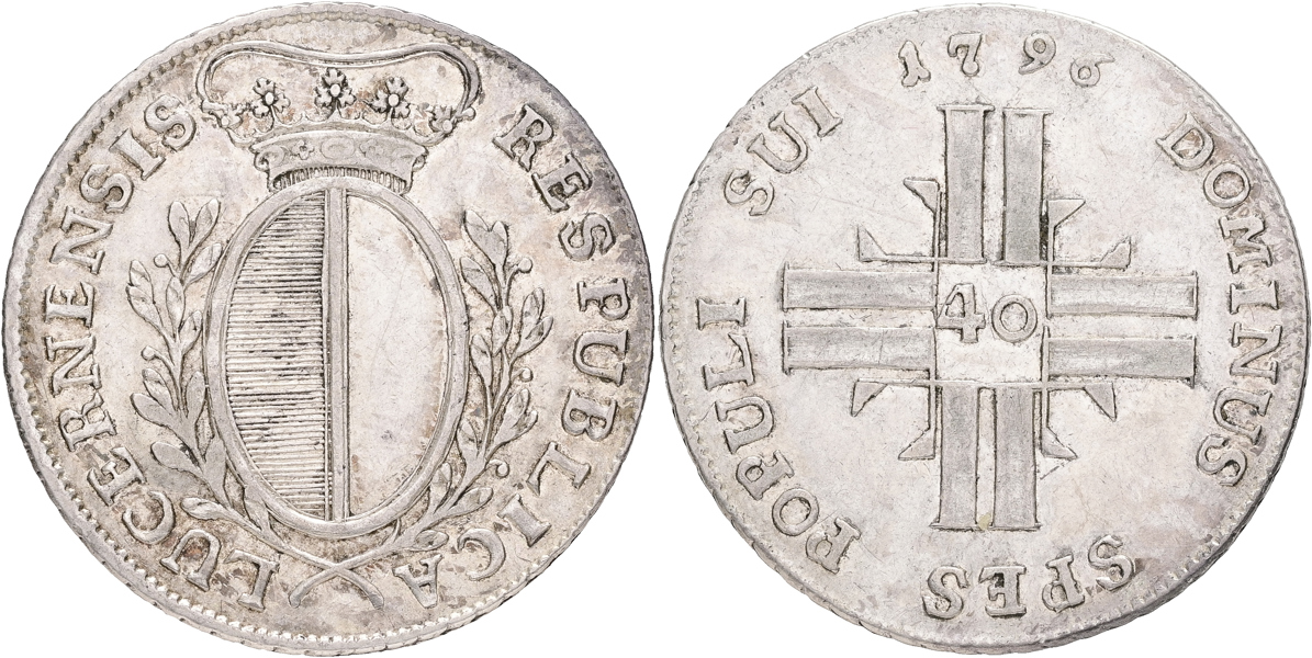 SCHWEIZ / SWITZERLAND. Lucern. 40 batzen 1796.