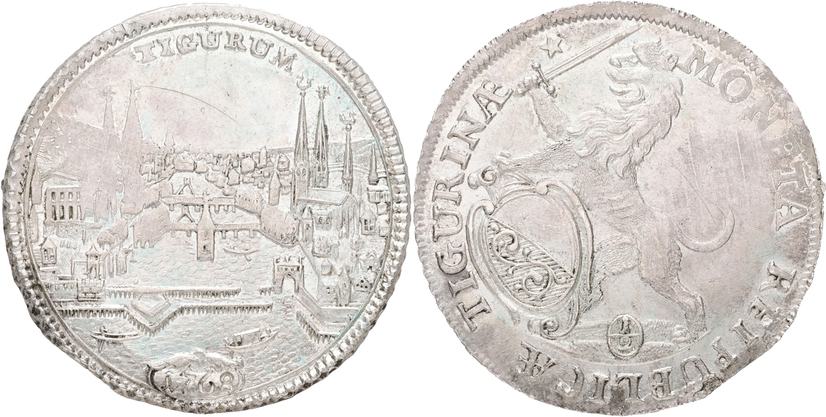 SCHWEIZ / SWITZERLAND. Zürich. 1/2 taler 1768.