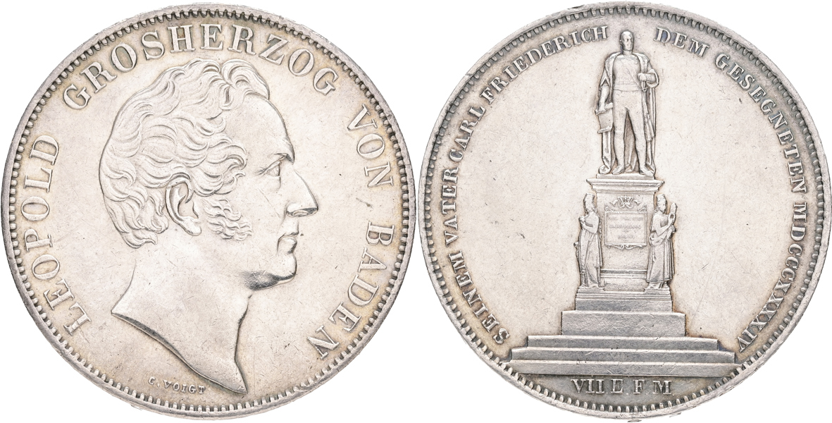 TYSKLAND / GERMANY. BADEN. 2 taler 1844.