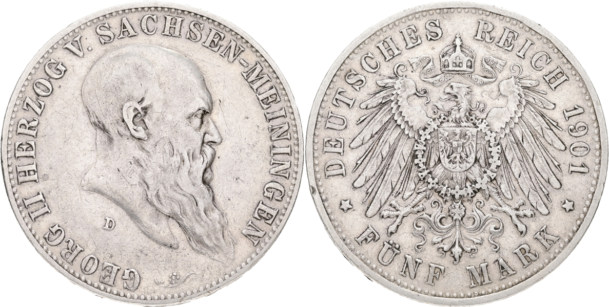 TYSKLAND / GERMANY. MEININGEN. 5 mark 1901.