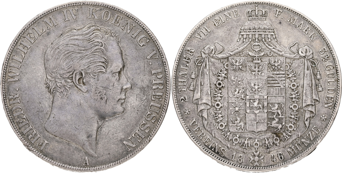 TYSKLAND / GERMANY. PREUSSEN. 2 taler 1846.