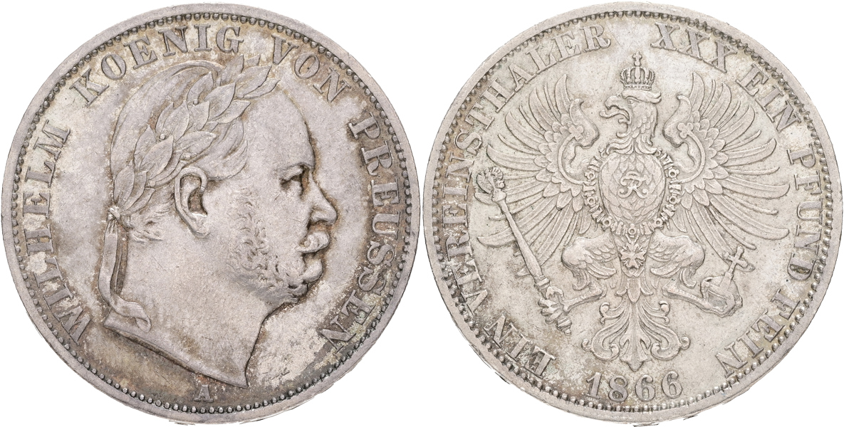 TYSKLAND / GERMANY. PREUSSEN. Taler 1866.