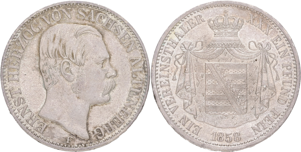 TYSKLAND / GERMANY. SACHSEN-ALTENBERG. Taler 1858.