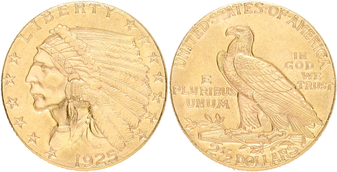 USA. 2 1/2 dollars 1925.