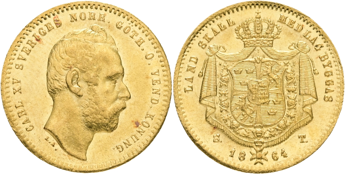KARL XV (1859-1872). Dukat 1864.