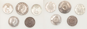 GUSTAV III (1771-1792). STOCKHOLM. 1/3 riksdaler 1789, 16 öre SM 1773, 1774 (2 ex), 1/6 riksdaler 1788.