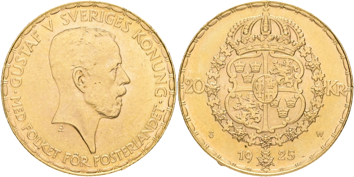 GUSTAV V (1907-1950). 20 kronor 1925.
