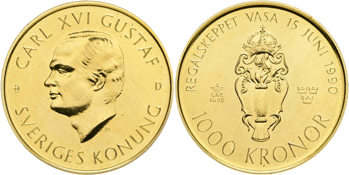 CARL XVI GUSTAF (1973 -). 1000 kronor 1990.