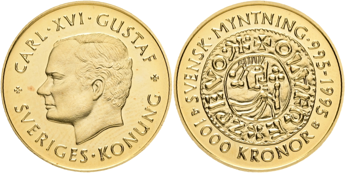 CARL XVI GUSTAF (1973 -). 1000 kronor 1995.