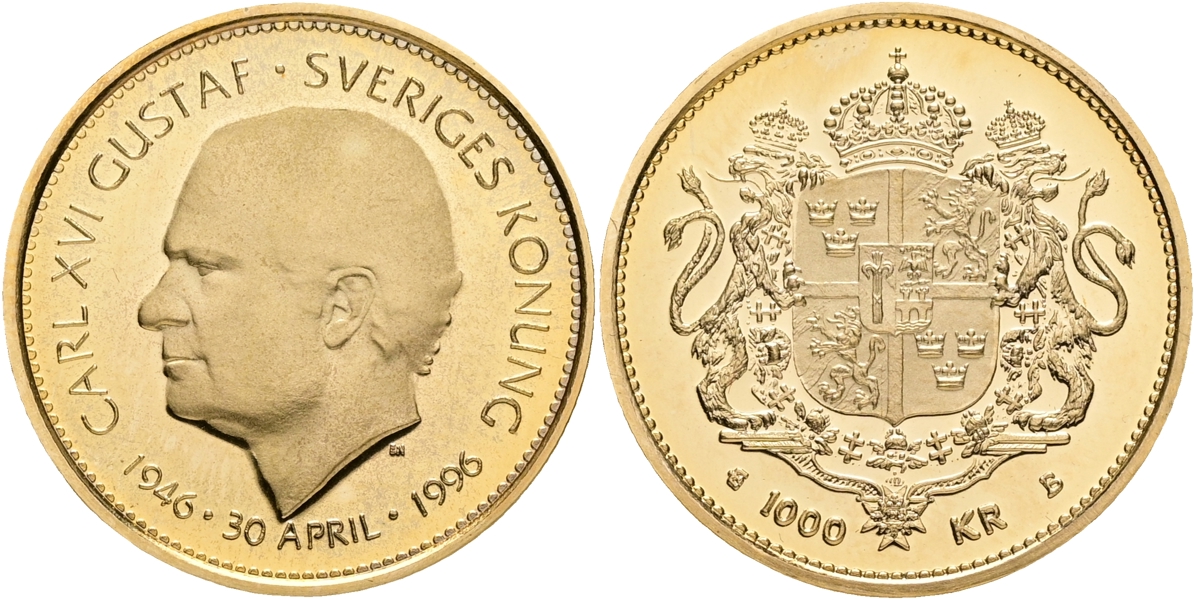 CARL XVI GUSTAF (1973 -). 1000 kronor 1996.