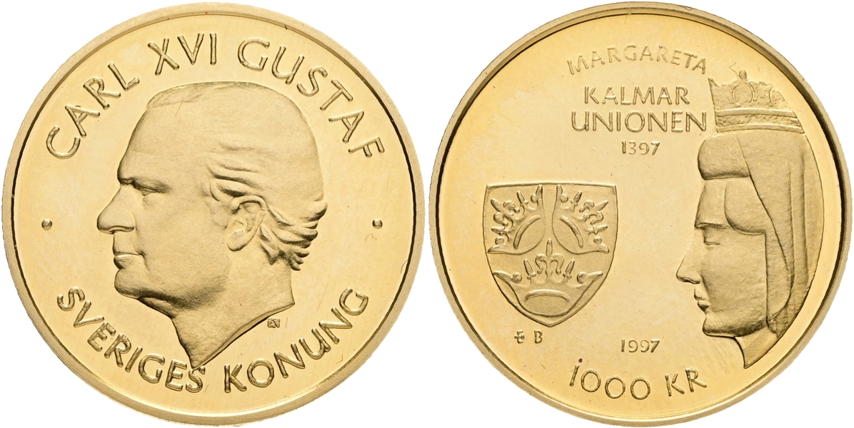 CARL XVI GUSTAF (1973 -). 1000 kronor 1997.