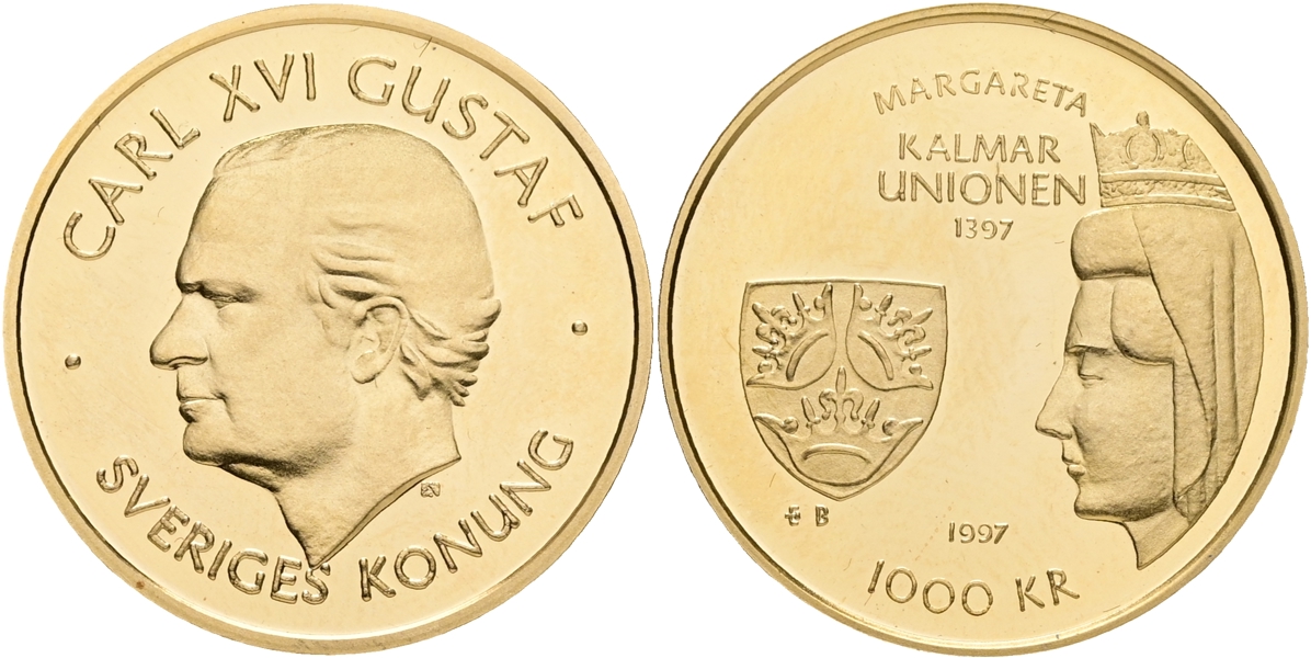 CARL XVI GUSTAF (1973 -). 1000 kronor 1997.