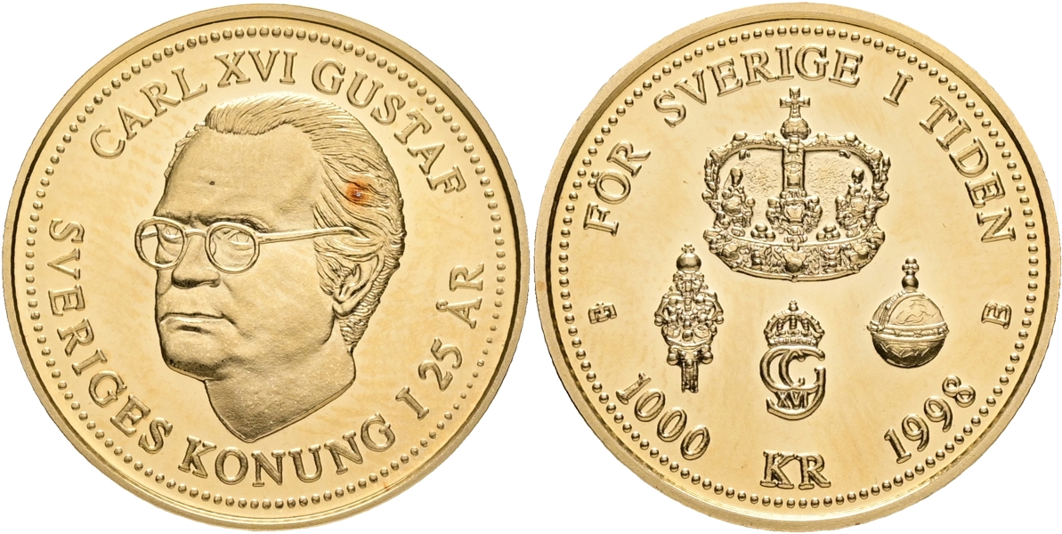 CARL XVI GUSTAF (1973 -). 1000 kronor 1998.
