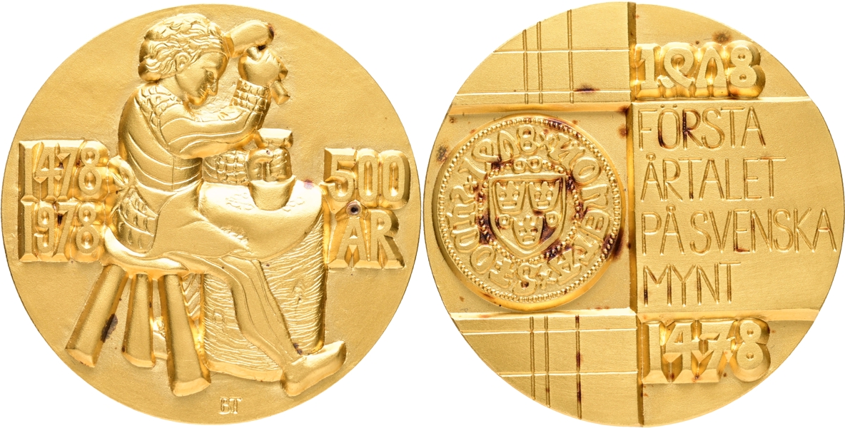 MEDALJ. Första årtalet på svenska mynt.