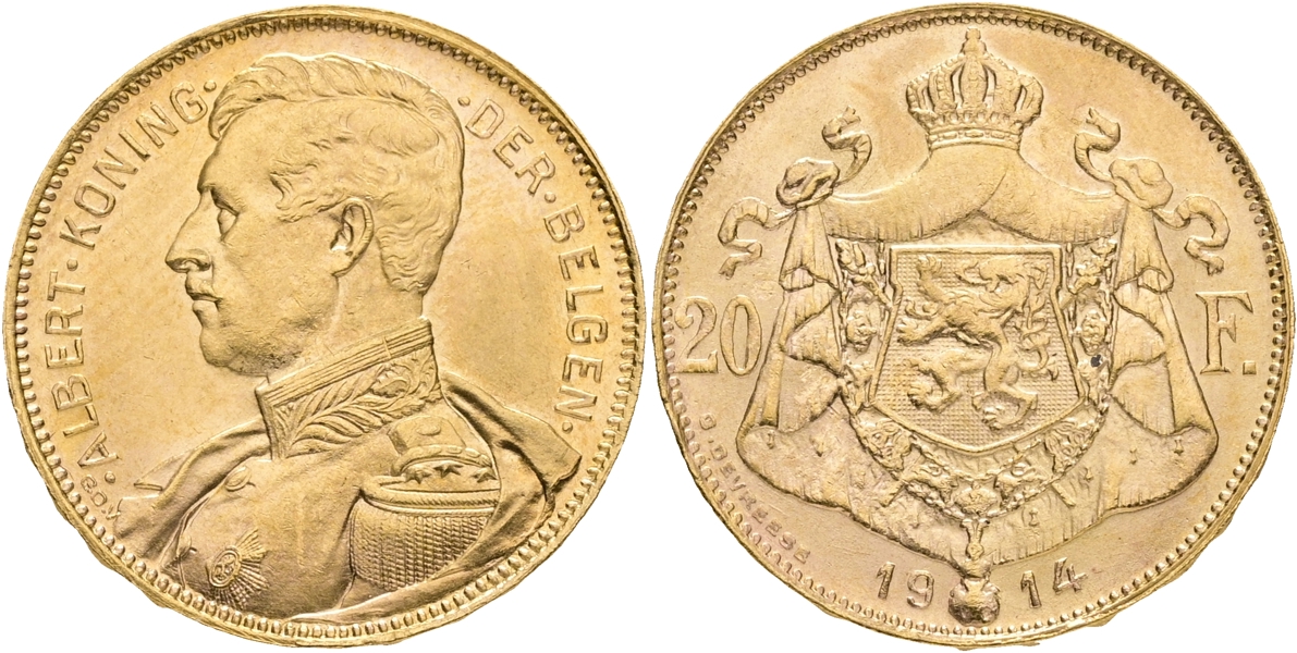 BELGIEN / BELGIUM. 20 francs 1914.